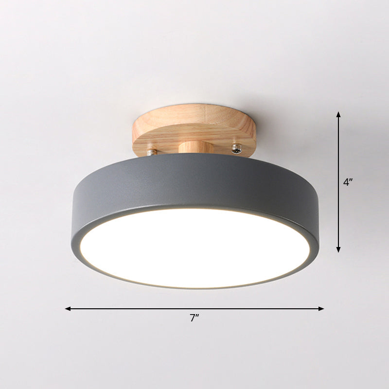 DecorBites™ DecorBites™ Sleek Wood Semi Flush Mount LED Ceiling Light with Round Acrylic Shade - Simplicity at its Best!