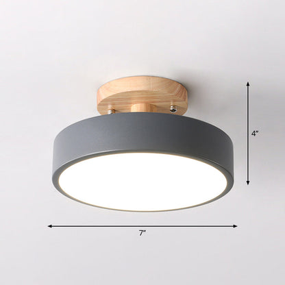 DecorBites™ DecorBites™ Sleek Wood Semi Flush Mount LED Ceiling Light with Round Acrylic Shade - Simplicity at its Best!