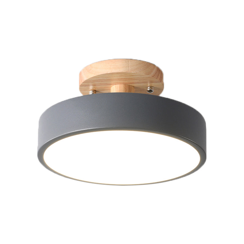 DecorBites™ DecorBites™ Sleek Wood Semi Flush Mount LED Ceiling Light with Round Acrylic Shade - Simplicity at its Best!