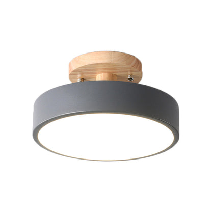 DecorBites™ DecorBites™ Sleek Wood Semi Flush Mount LED Ceiling Light with Round Acrylic Shade - Simplicity at its Best!