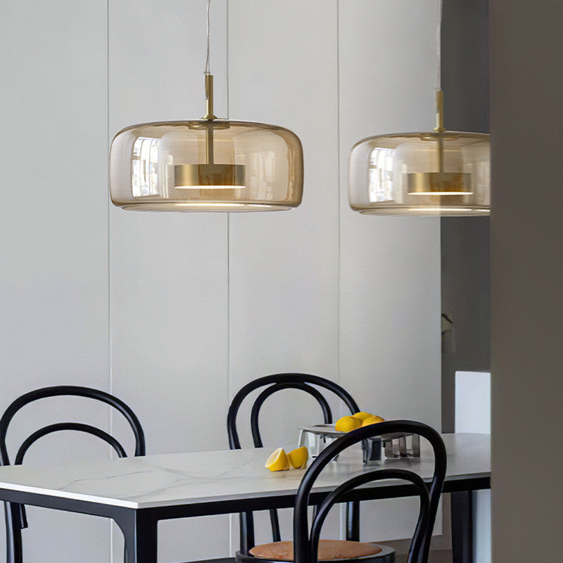 Cognac Glass Disc Chandelier