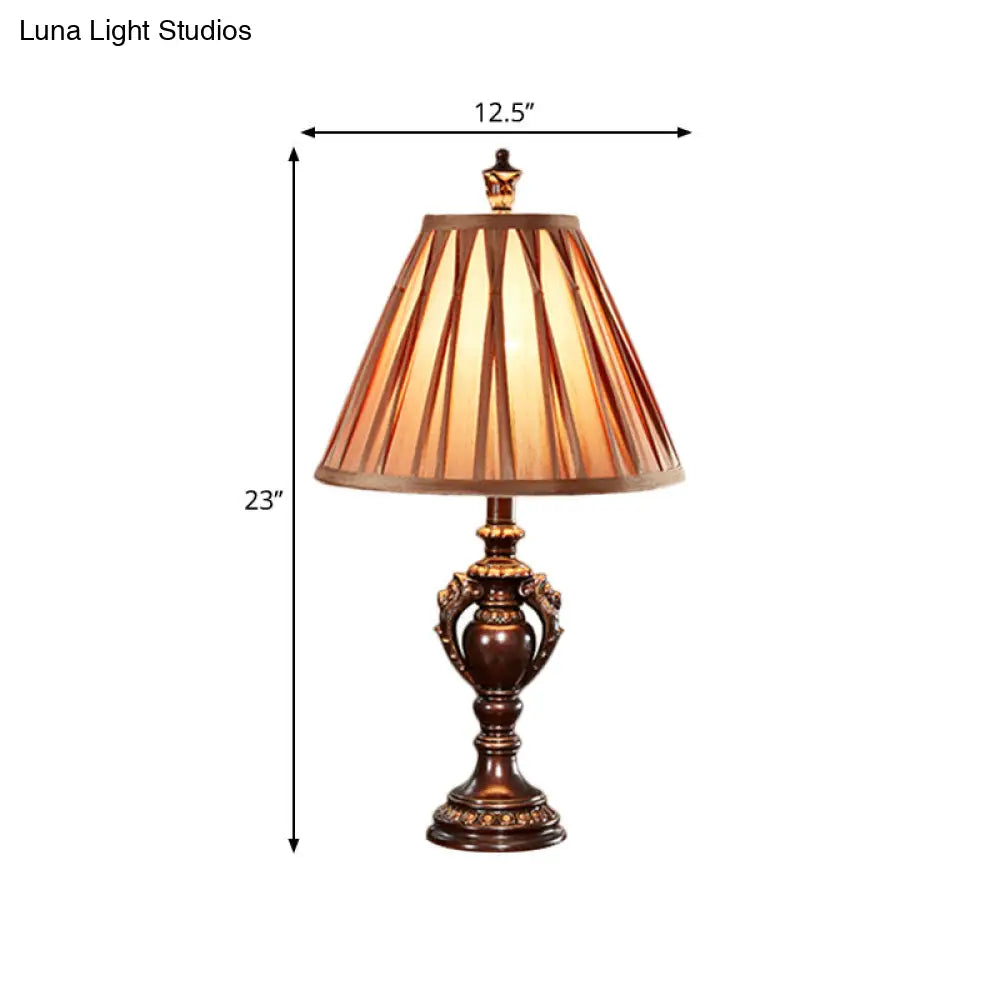Lámpara de mesa vintage de tela de 23"/27" - Tono marrón antiguo - Forma cónica - Decoración para mesita de noche de sala de estar