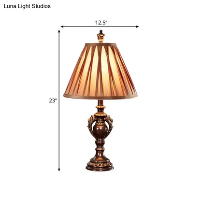 Lámpara de mesa vintage de tela de 23"/27" - Tono marrón antiguo - Forma cónica - Decoración para mesita de noche de sala de estar