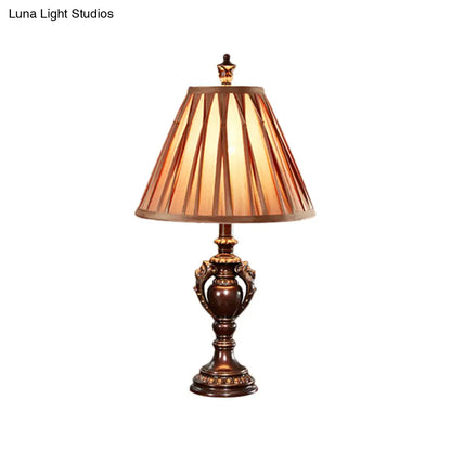 Lámpara de mesa vintage de tela de 23"/27" - Tono marrón antiguo - Forma cónica - Decoración para mesita de noche de sala de estar