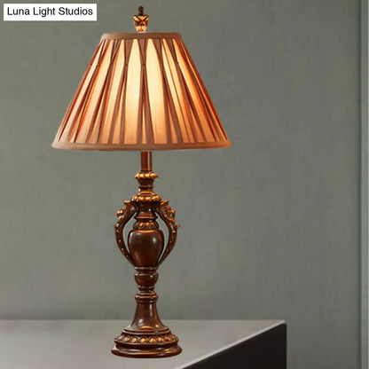 Lámpara de mesa vintage de tela de 23"/27" - Tono marrón antiguo - Forma cónica - Decoración para mesita de noche de sala de estar