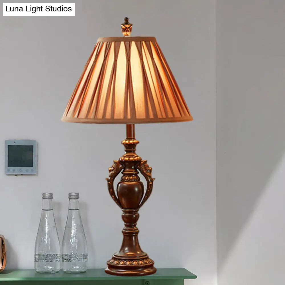 Lámpara de mesa vintage de tela de 23"/27" - Tono marrón antiguo - Forma cónica - Decoración para mesita de noche de sala de estar