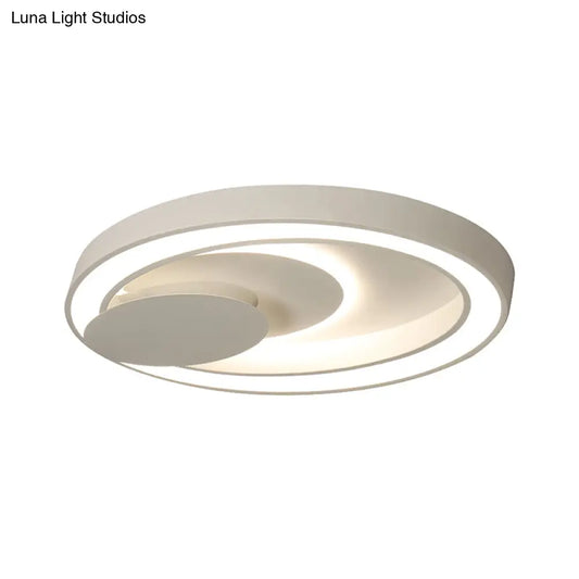 Lámpara de techo LED ovalada blanca DecorBites™ de 23-34,5" de ancho para dormitorio - Estilo minimalista, luz cálida/blanca