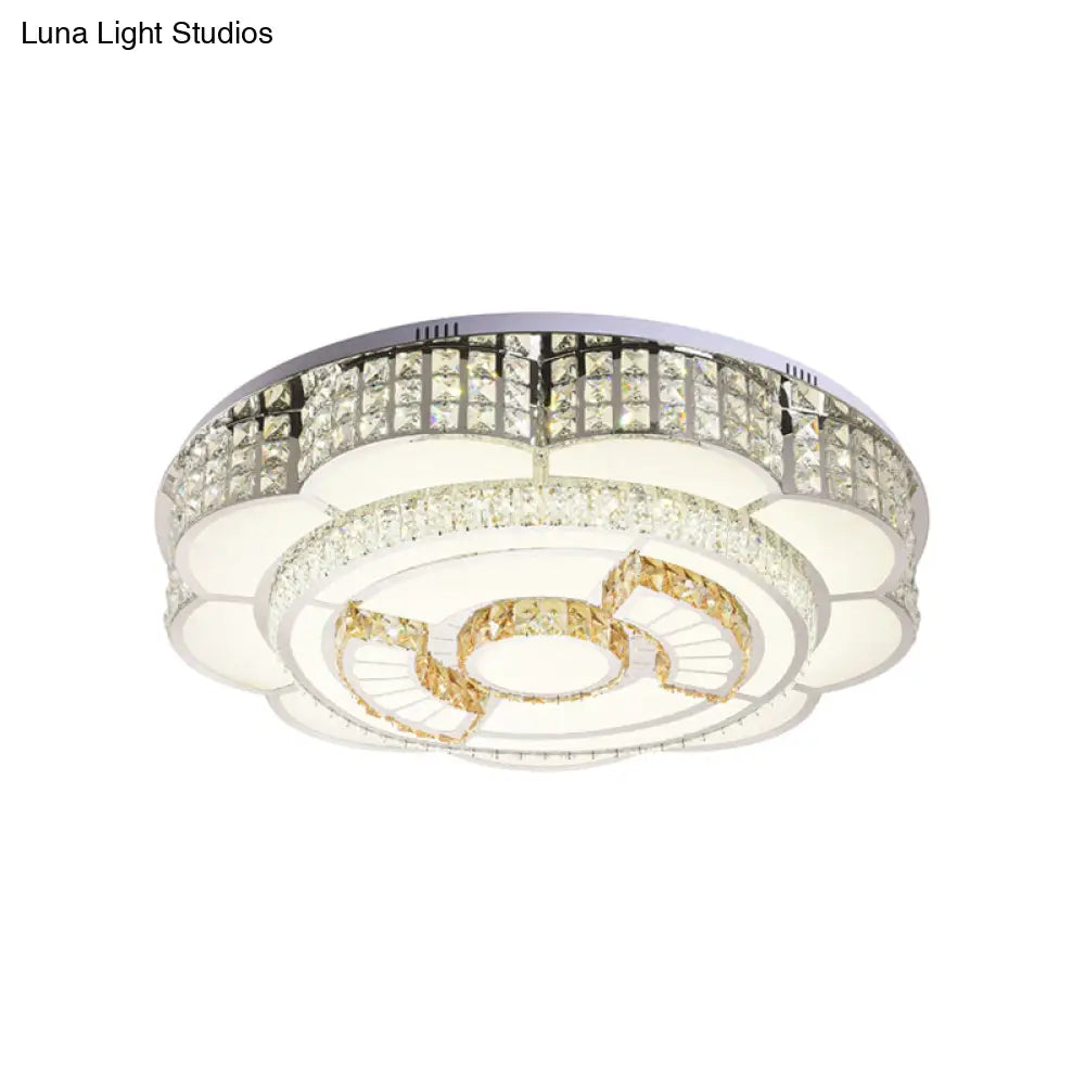 ديكوربايتس™ مصباح سقف LED مزهر مقاس 23.5/31.5 بوصة، مطلي بالكروم مع لمسات من الكريستال