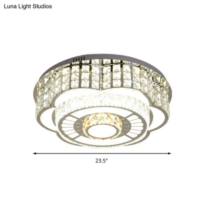 ديكوربايتس™ مصباح سقف LED مزهر مقاس 23.5/31.5 بوصة، مطلي بالكروم مع لمسات من الكريستال