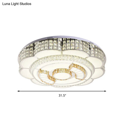 ديكوربايتس™ مصباح سقف LED مزهر مقاس 23.5/31.5 بوصة، مطلي بالكروم مع لمسات من الكريستال