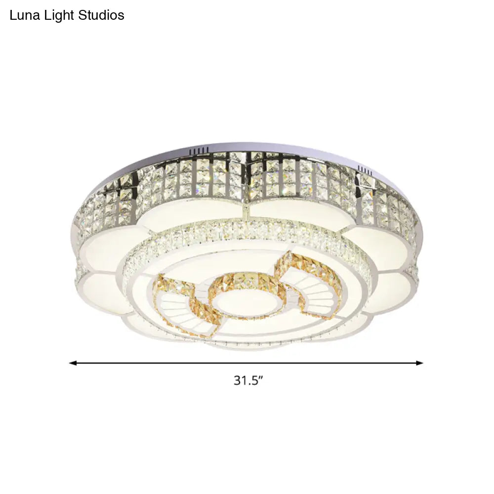 ديكوربايتس™ مصباح سقف LED مزهر مقاس 23.5/31.5 بوصة، مطلي بالكروم مع لمسات من الكريستال