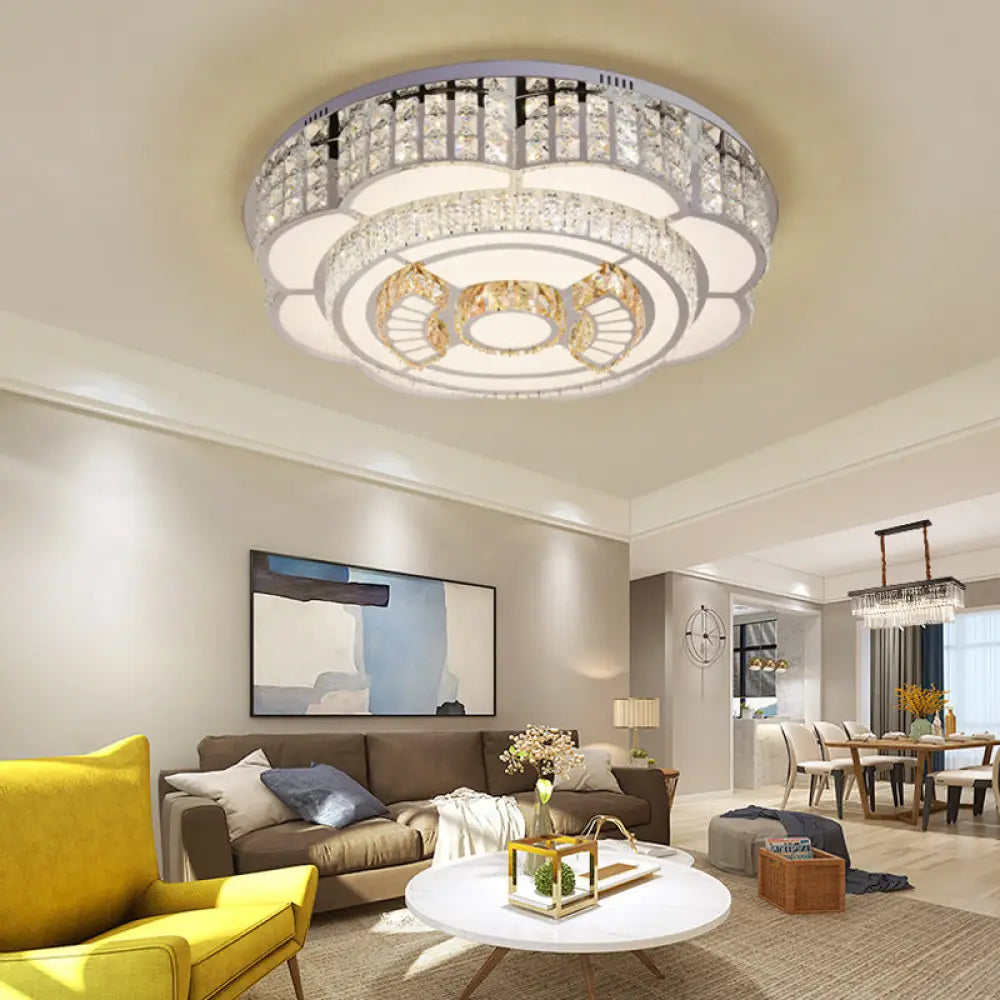 ديكوربايتس™ مصباح سقف LED مزهر مقاس 23.5/31.5 بوصة، مطلي بالكروم مع لمسات من الكريستال