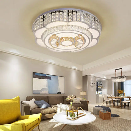 ديكوربايتس™ مصباح سقف LED مزهر مقاس 23.5/31.5 بوصة، مطلي بالكروم مع لمسات من الكريستال