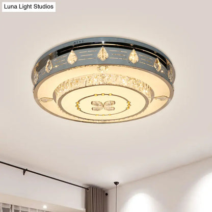 DecorBites™ DecorBites™ 23.5"/31.5" LED Round Flushmount Stainless-Steel Light Fixture with Clear Crystal Blocks - Contemporary Design