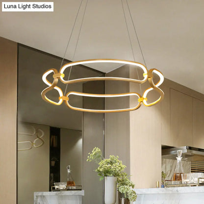 Lámpara colgante LED minimalista dorada de 23,5"/31,5" - Lámpara colgante de metal con diseño de pulsera ajustable, luz cálida/blanca/natural