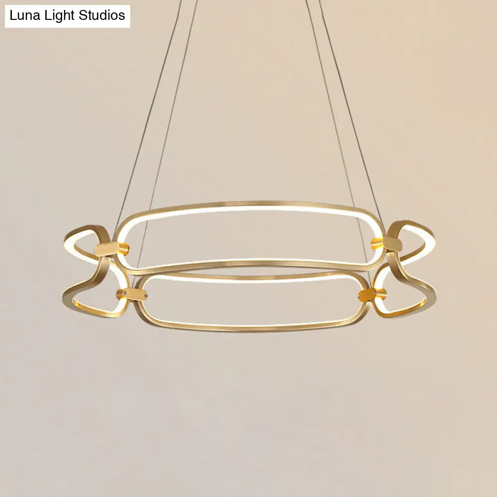 Lámpara colgante LED minimalista dorada de 23,5"/31,5" - Lámpara colgante de metal con diseño de pulsera ajustable, luz cálida/blanca/natural