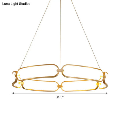 Lámpara colgante LED minimalista dorada de 23,5"/31,5" - Lámpara colgante de metal con diseño de pulsera ajustable, luz cálida/blanca/natural