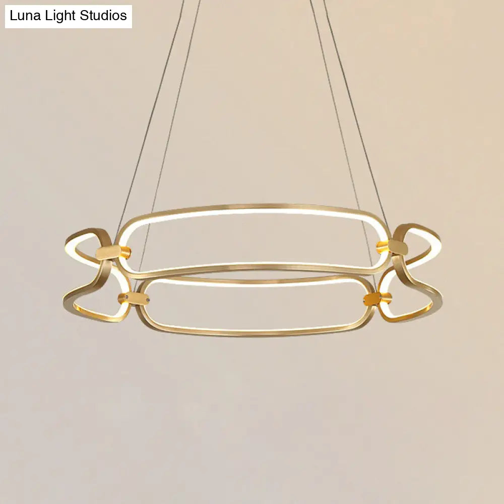 Lámpara colgante LED minimalista dorada de 23,5"/31,5" - Lámpara colgante de metal con diseño de pulsera ajustable, luz cálida/blanca/natural