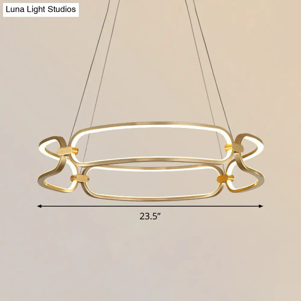 Lámpara colgante LED minimalista dorada de 23,5"/31,5" - Lámpara colgante de metal con diseño de pulsera ajustable, luz cálida/blanca/natural