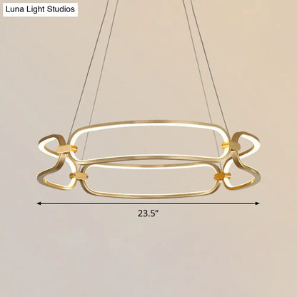 Lámpara colgante LED minimalista dorada de 23,5"/31,5" - Lámpara colgante de metal con diseño de pulsera ajustable, luz cálida/blanca/natural