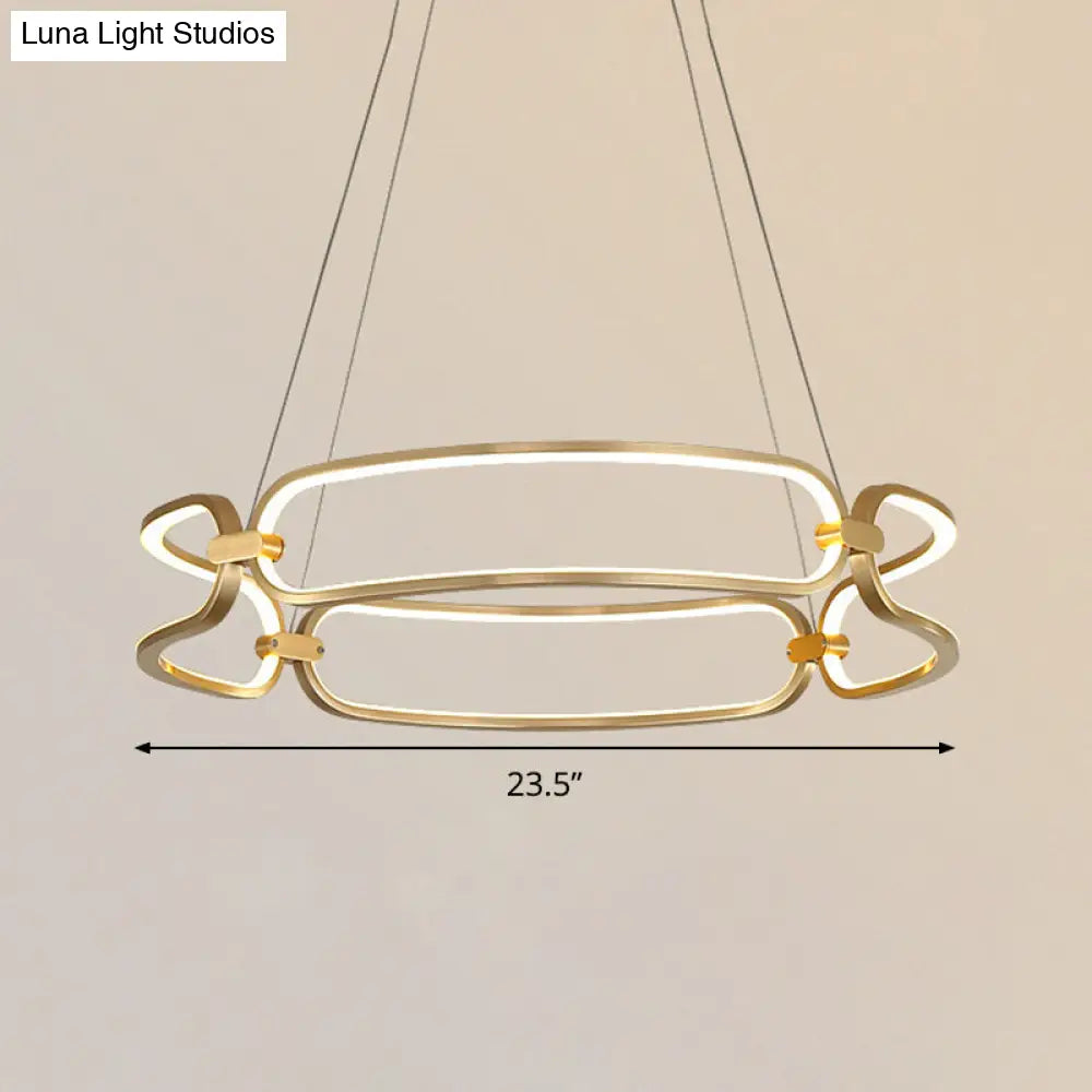 Lámpara colgante LED minimalista dorada de 23,5"/31,5" - Lámpara colgante de metal con diseño de pulsera ajustable, luz cálida/blanca/natural