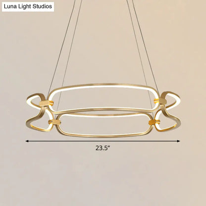 Lámpara colgante LED minimalista dorada de 23,5"/31,5" - Lámpara colgante de metal con diseño de pulsera ajustable, luz cálida/blanca/natural