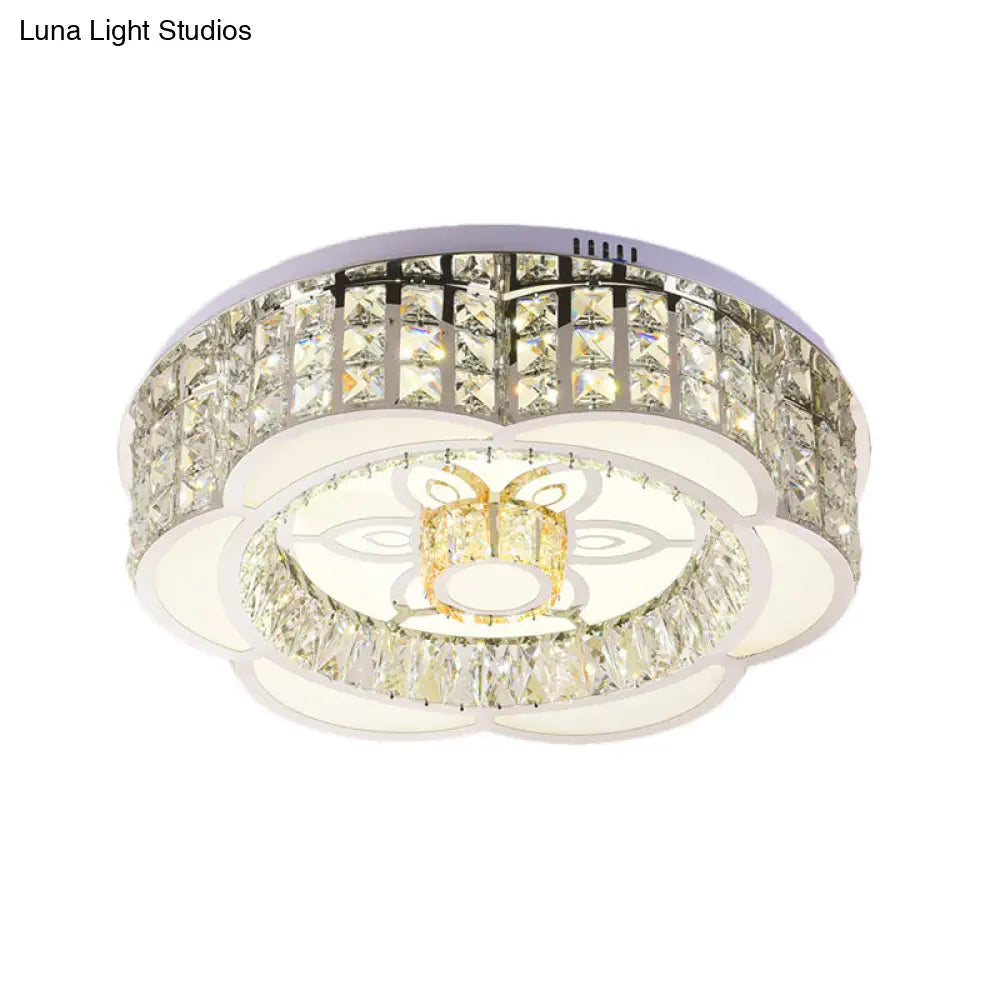 ديكوربايتس™ - وحدة إضاءة LED كريستالية مدمجة بعرض 23.5/31.5 بوصة - تصميم زهور بسيط من الكروم - مثالية لغرف النوم