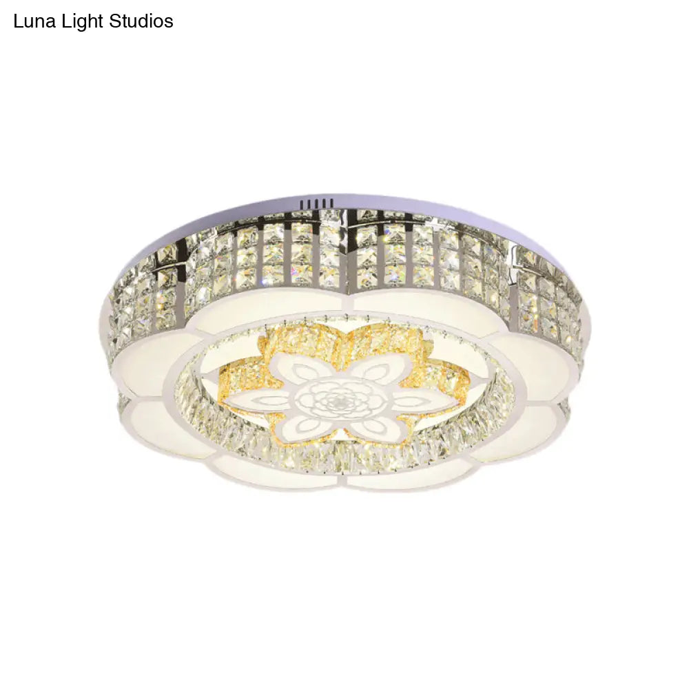 ديكوربايتس™ - وحدة إضاءة LED كريستالية مدمجة بعرض 23.5/31.5 بوصة - تصميم زهور بسيط من الكروم - مثالية لغرف النوم