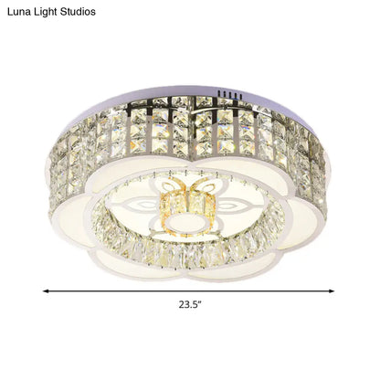 ديكوربايتس™ - وحدة إضاءة LED كريستالية مدمجة بعرض 23.5/31.5 بوصة - تصميم زهور بسيط من الكروم - مثالية لغرف النوم