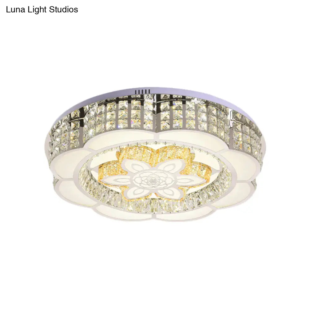 ديكوربايتس™ - وحدة إضاءة LED كريستالية مدمجة بعرض 23.5/31.5 بوصة - تصميم زهور بسيط من الكروم - مثالية لغرف النوم