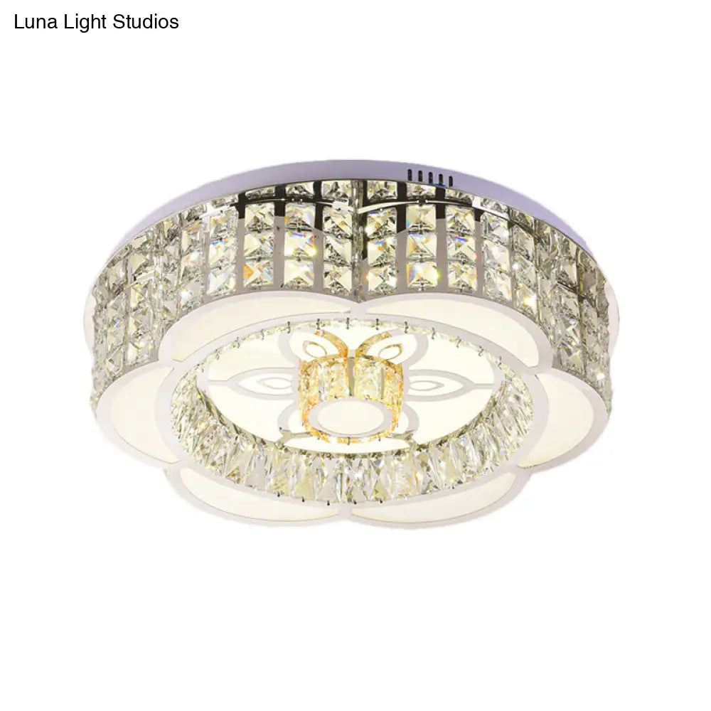 ديكوربايتس™ - وحدة إضاءة LED كريستالية مدمجة بعرض 23.5/31.5 بوصة - تصميم زهور بسيط من الكروم - مثالية لغرف النوم