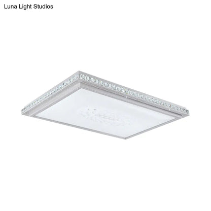 DecorBites™ 23.5-42.5" Wide LED Ceiling Flush Mount Bedroom Lamp - White Flush Light with Acrylic Shade & Crystal Accents