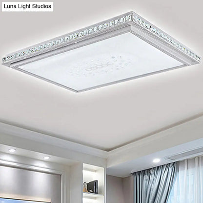 DecorBites™ 23.5-42.5" Wide LED Ceiling Flush Mount Bedroom Lamp - White Flush Light with Acrylic Shade & Crystal Accents