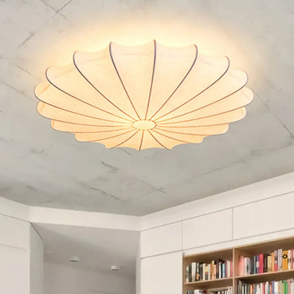 DecorBites™ DecorBites™ 23.5" Scalloped Flush Mount Contemporary Fabric Ceiling Light - 1/3 Light White Flush Light