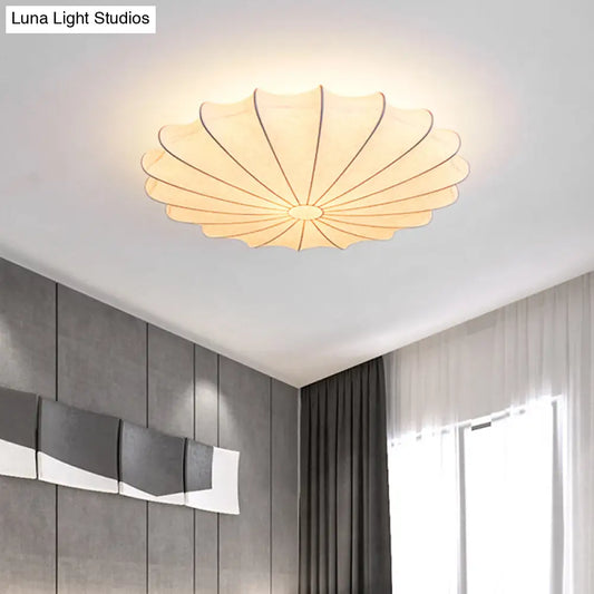DecorBites™ DecorBites™ 23.5" Scalloped Flush Mount Contemporary Fabric Ceiling Light - 1/3 Light White Flush Light