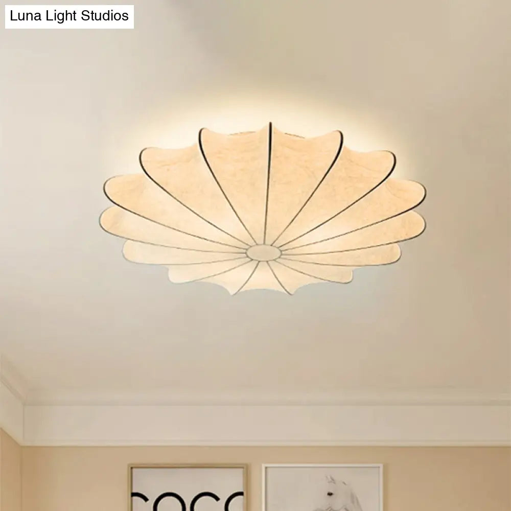 DecorBites™ DecorBites™ 23.5" Scalloped Flush Mount Contemporary Fabric Ceiling Light - 1/3 Light White Flush Light