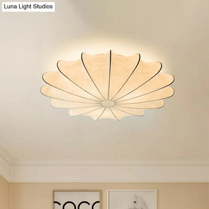 DecorBites™ DecorBites™ 23.5" Scalloped Flush Mount Contemporary Fabric Ceiling Light - 1/3 Light White Flush Light