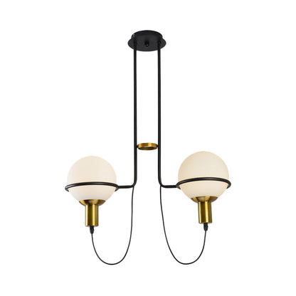 Lámpara de araña colgante contemporánea dorada de 2/4 luces con pantalla de cristal transparente