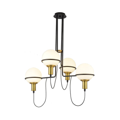 Lámpara de araña colgante contemporánea dorada de 2/4 luces con pantalla de cristal transparente