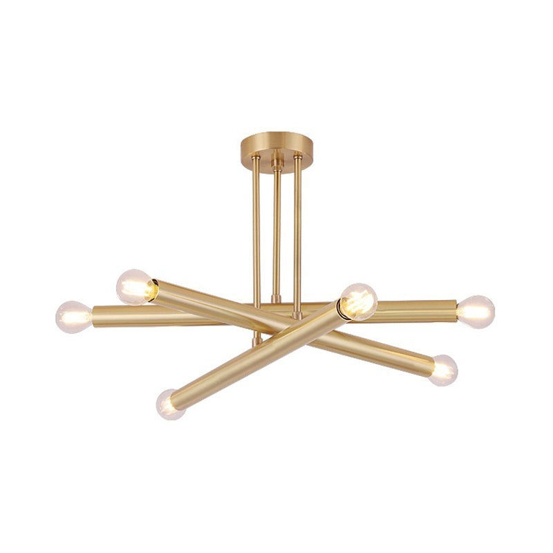 ثريا معدنية ذهبية حديثة لغرفة النوم مع أضواء متعددة - وحدة إضاءة معلقة في السقف