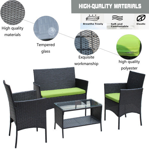 Green Rattan Patio Set