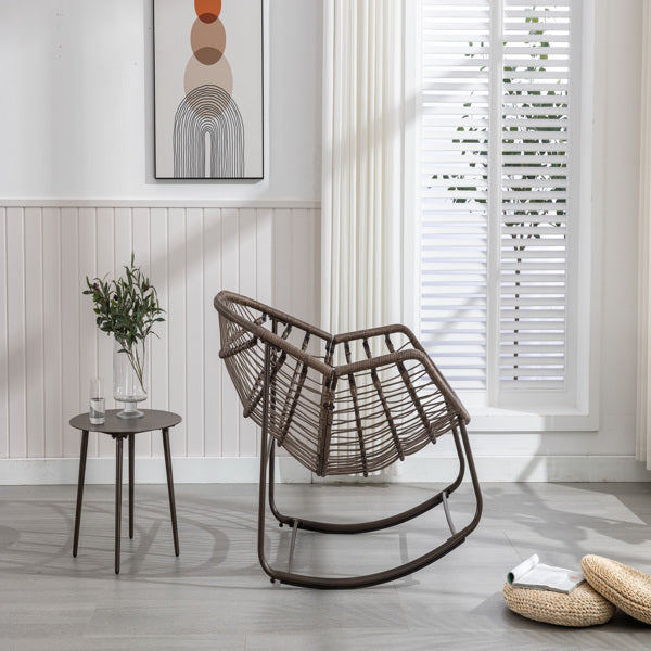 Pink Rattan Rocking Chair
