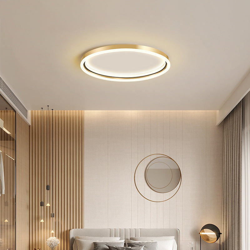 DecorBites™ DecorBites™ Golden LED Flush Mounted Lamp for Bedroom - Simplicity Aluminum Ring Ceiling Flush Mount Light