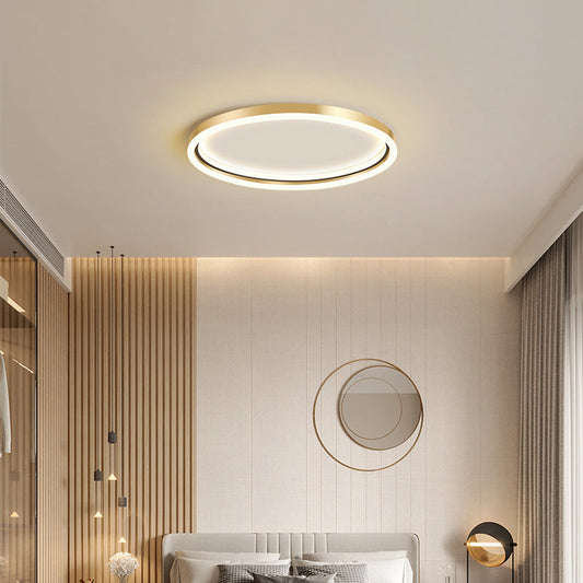DecorBites™ DecorBites™ Golden LED Flush Mounted Lamp for Bedroom - Simplicity Aluminum Ring Ceiling Flush Mount Light