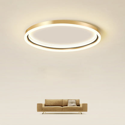 DecorBites™ DecorBites™ Golden LED Flush Mounted Lamp for Bedroom - Simplicity Aluminum Ring Ceiling Flush Mount Light
