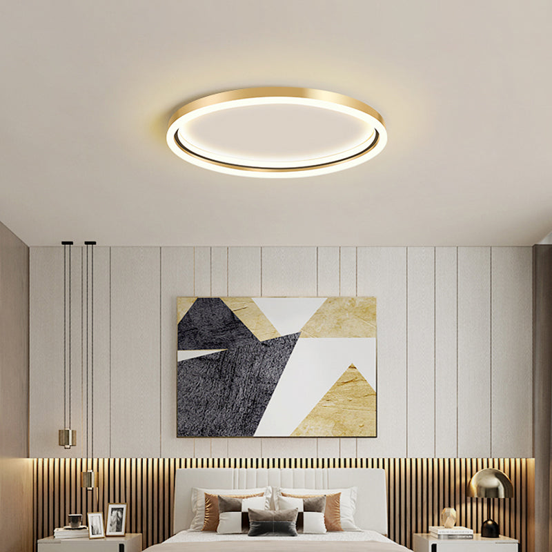 DecorBites™ DecorBites™ Golden LED Flush Mounted Lamp for Bedroom - Simplicity Aluminum Ring Ceiling Flush Mount Light