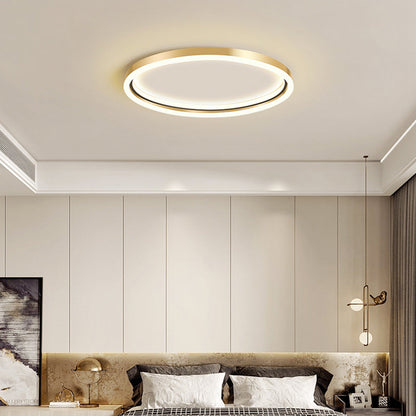 DecorBites™ DecorBites™ Golden LED Flush Mounted Lamp for Bedroom - Simplicity Aluminum Ring Ceiling Flush Mount Light