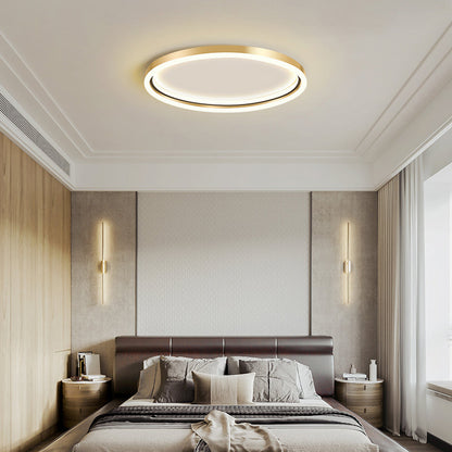 DecorBites™ DecorBites™ Golden LED Flush Mounted Lamp for Bedroom - Simplicity Aluminum Ring Ceiling Flush Mount Light