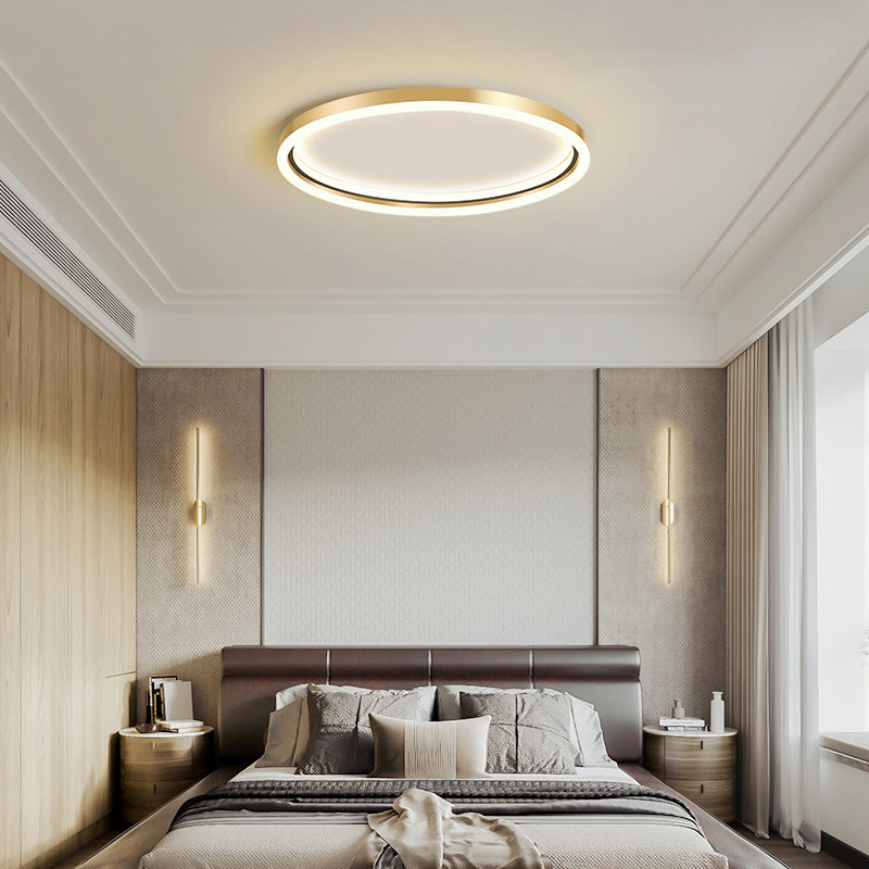 DecorBites™ DecorBites™ Golden LED Flush Mounted Lamp for Bedroom - Simplicity Aluminum Ring Ceiling Flush Mount Light