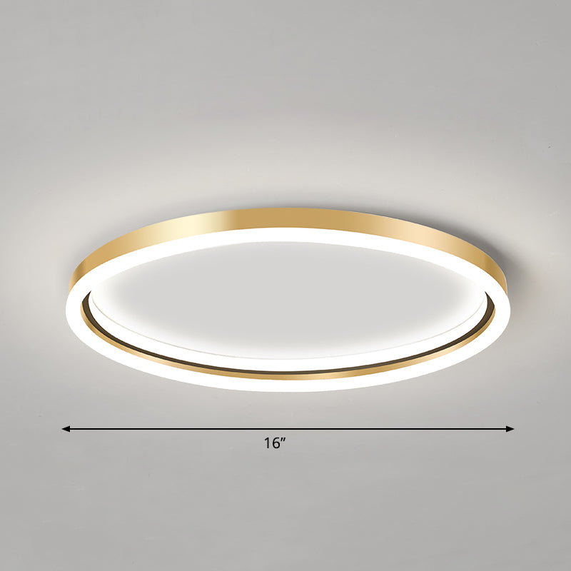 DecorBites™ DecorBites™ Golden LED Flush Mounted Lamp for Bedroom - Simplicity Aluminum Ring Ceiling Flush Mount Light